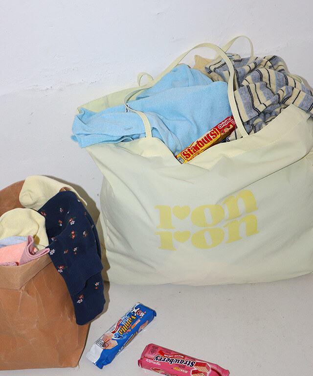<韓國限時代購> RONRON LOGO NYLON SHOPPER