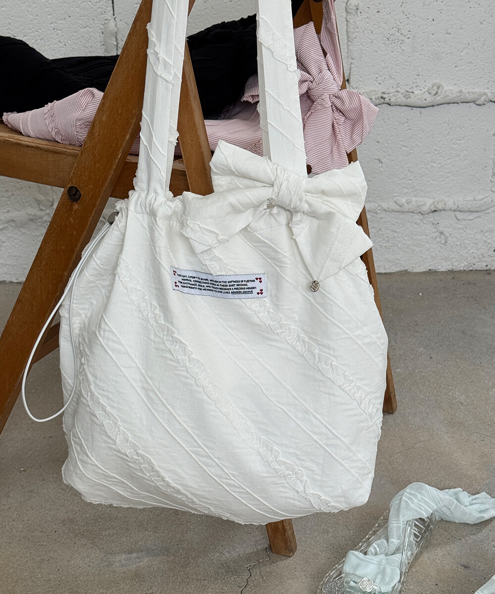 <韓國限時代購> RONRON RIBBON HAIR PIN SET FRILL ECO BAG