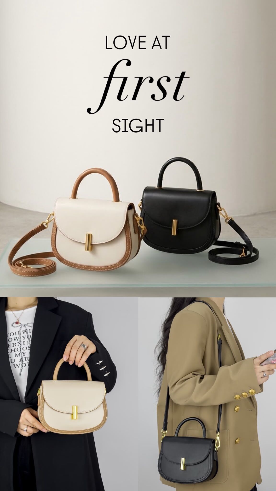 ZS0358: 撞色馬鞍半月Classic Bag