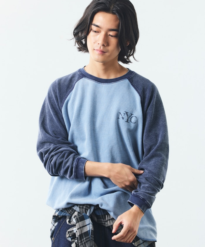 日本 NAUTICA NYC Logo Pigment Waffle Raglan L/S Tee