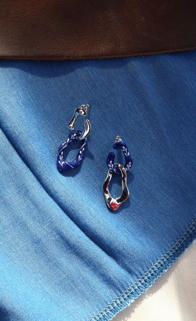 EP Varia Mini 2-in-1 Earrings — Blue silver (VE003-2)