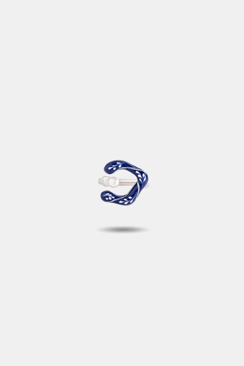 EP Varia Pearl Flower Ring — Silver & Blue (VR001-2)