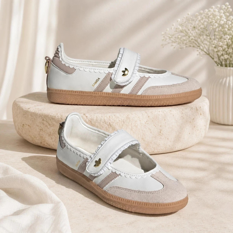 【預訂】ADIDAS SAMBA JANE 奶白奶茶 蕾絲邊 瑪麗珍鞋-WOMEN