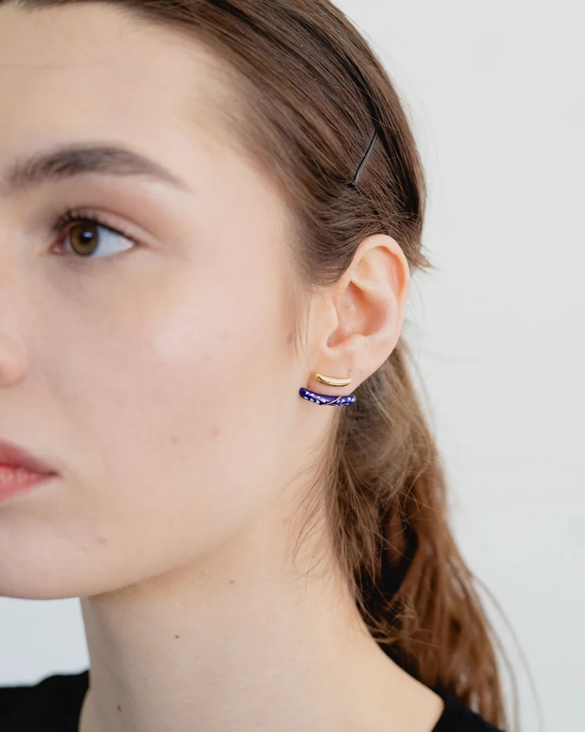 EP Varia Front-and-Back Earrings — Blue & Gold (VE004-2)