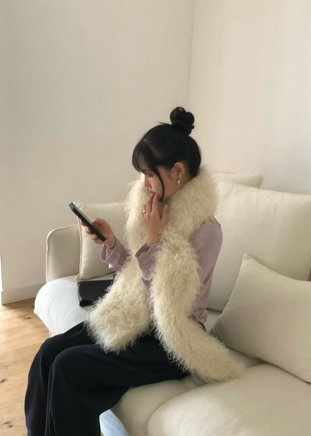 羊毛蓬鬆圍巾