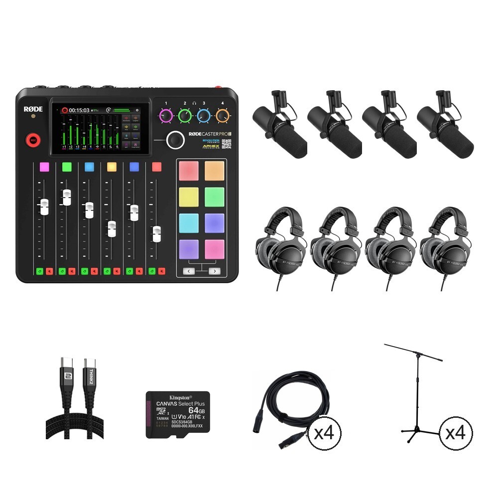RODE RODECaster Pro II & SHURE SM7B／SM7dB｜四人 Podcast 套組