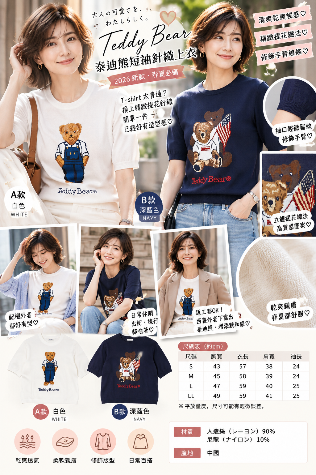 【預購】J100701 Teddy Bear 泰迪熊短袖夏日針織上衣