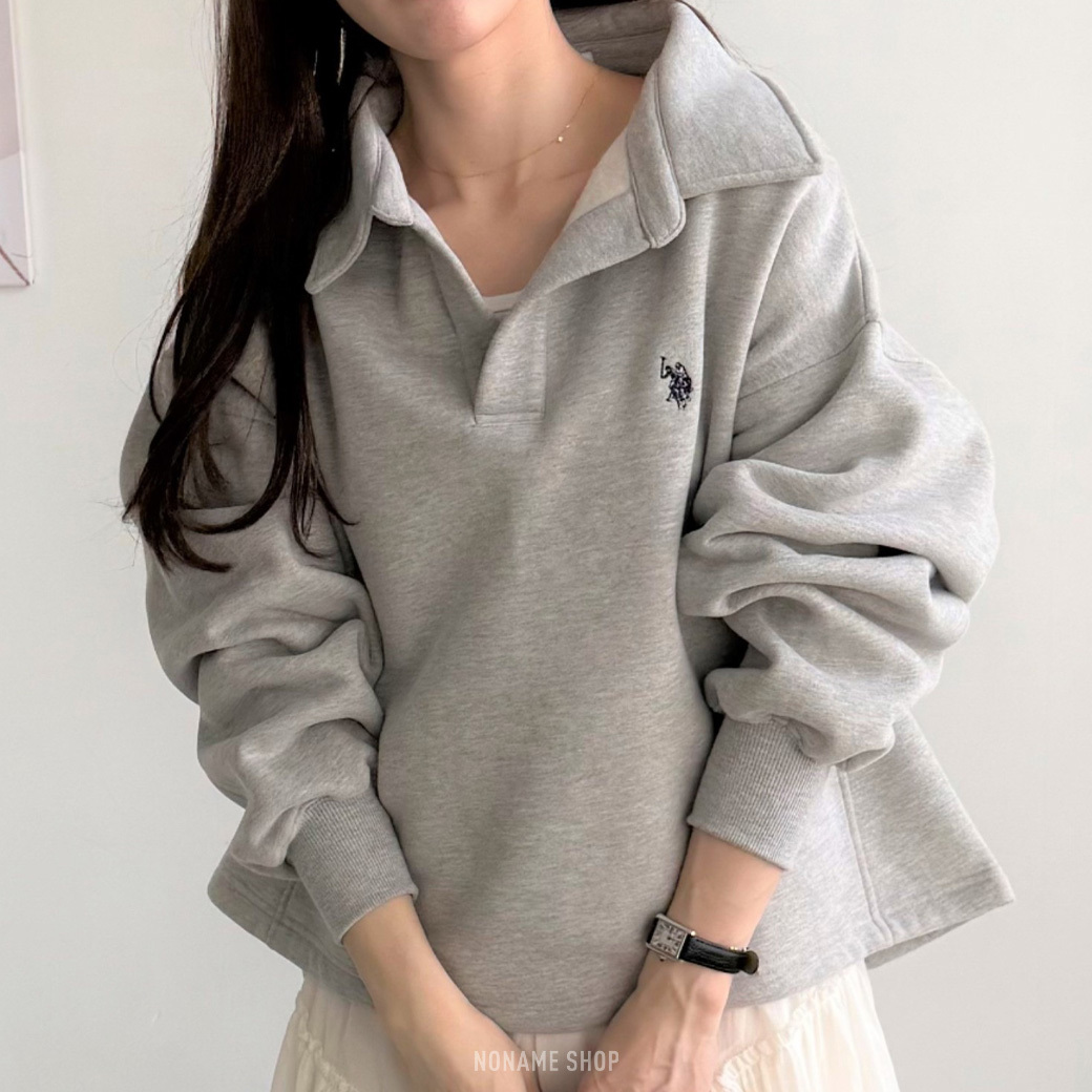 U.S. POLO ASSN. 保暖 刷毛 大翻領 經典LOGO 長袖 兩色 (女款)