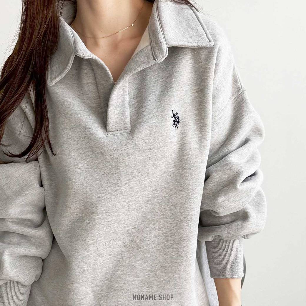 U.S. POLO ASSN. 保暖 刷毛 大翻領 經典LOGO 長袖 兩色 (女款)