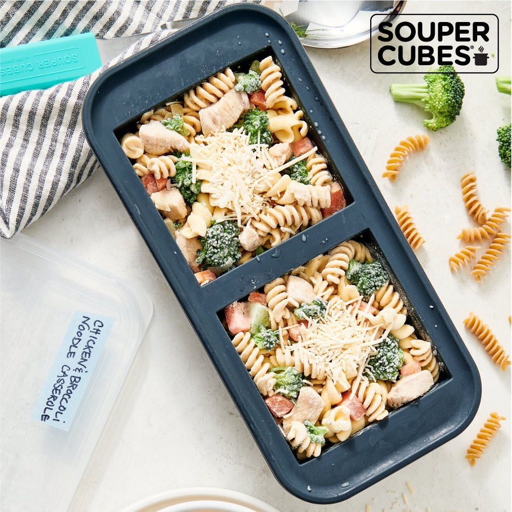 【Souper Cubes】多功能食品級矽膠保鮮盒2格_曜石灰(500ml/格)