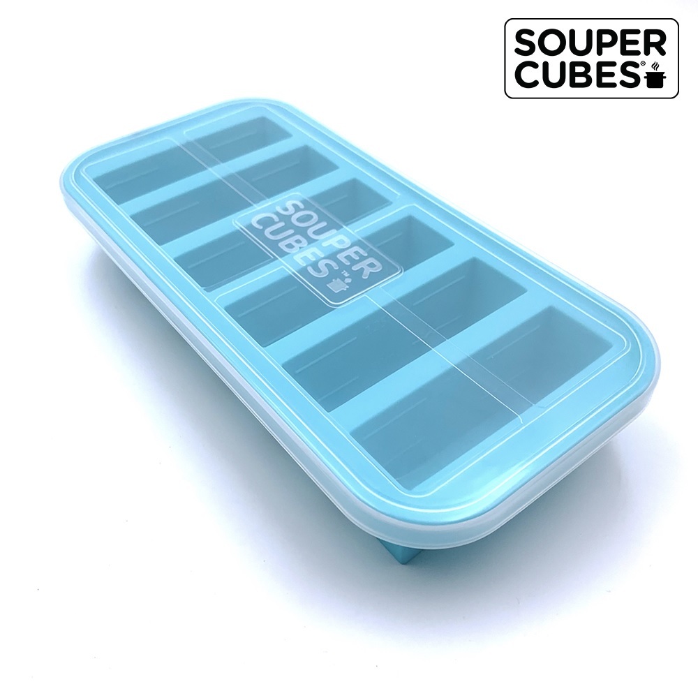 【Souper Cubes】多功能食品級矽膠保鮮盒6格_湖水綠(125ml/格)