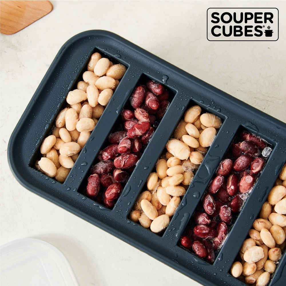 【Souper Cubes】多功能食品級矽膠保鮮盒6格_曜石灰(125ml/格)
