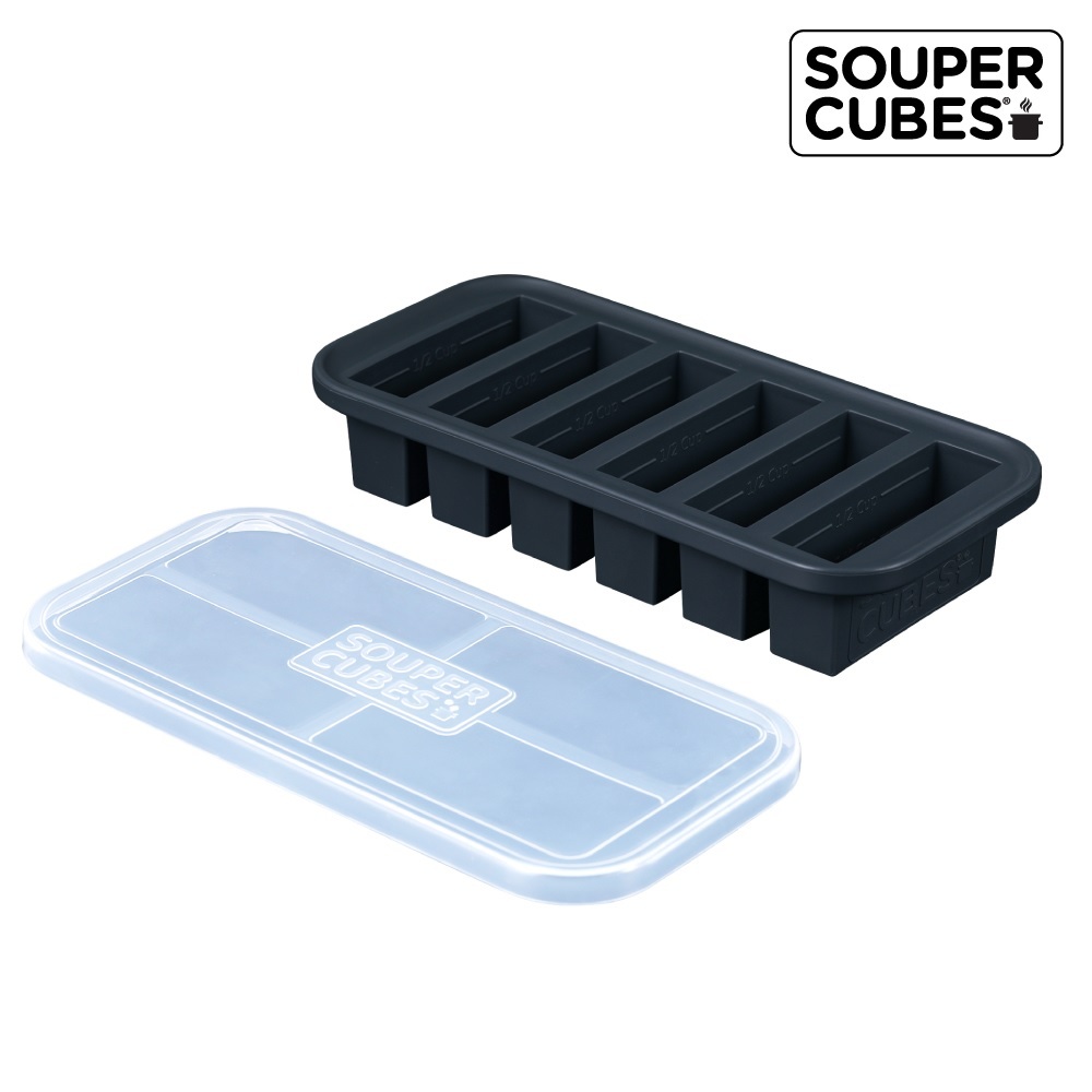 【Souper Cubes】多功能食品級矽膠保鮮盒6格_曜石灰(125ml/格)