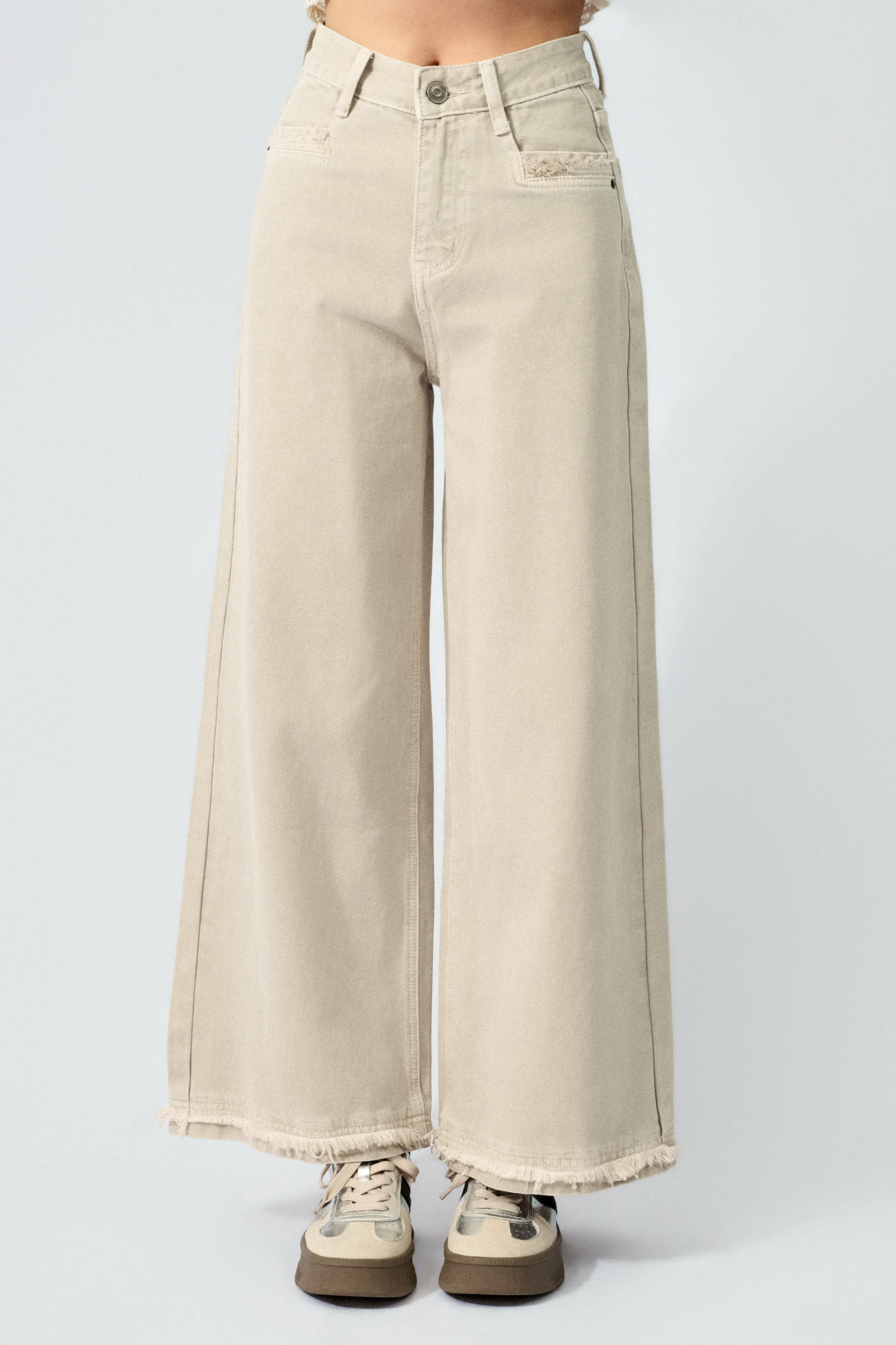 蘇蘇拼邊洗水斜布褲 (預購產品）