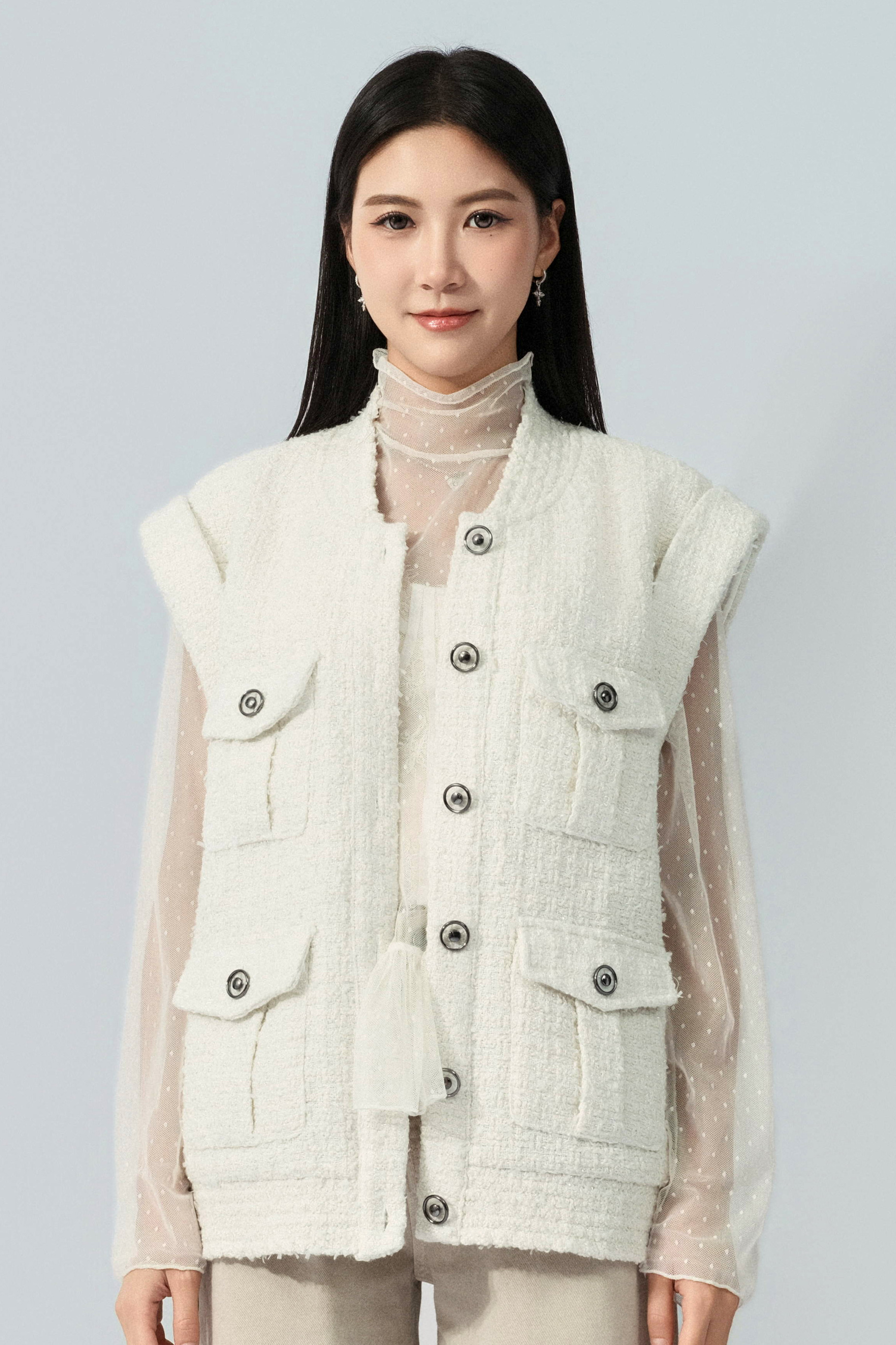 閃線tweed四袋背心外套（預購產品）