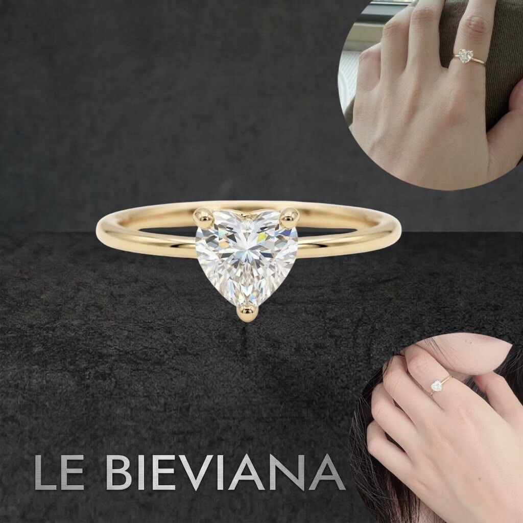 1 卡 莫桑心型鍍18k黃金戒指A90 🔸LE BIEVIANA GRA 認證 D grade (7-10日寄出)