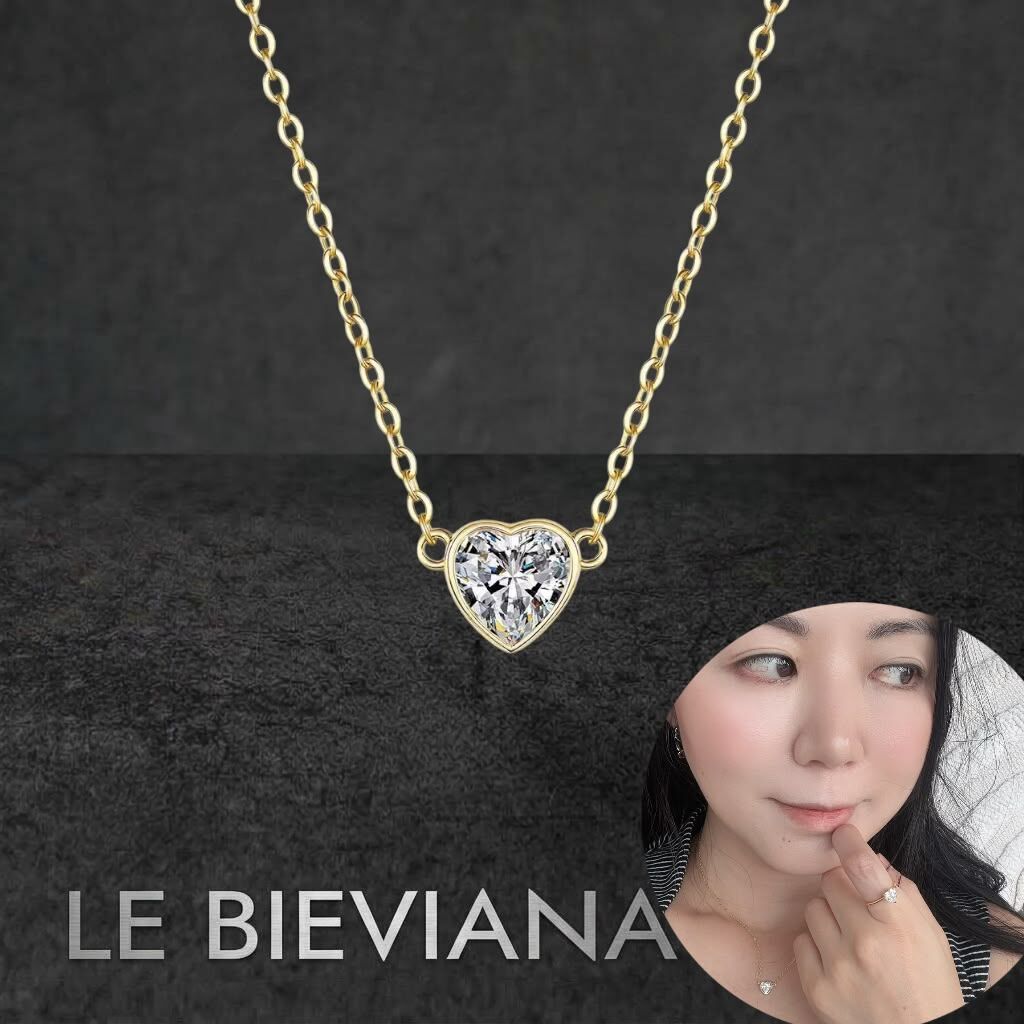 1 卡 莫桑心型鍍18k黃金頸鏈A101🔸LE BIEVIANA GRA 認證 D grade (7-10日寄出)