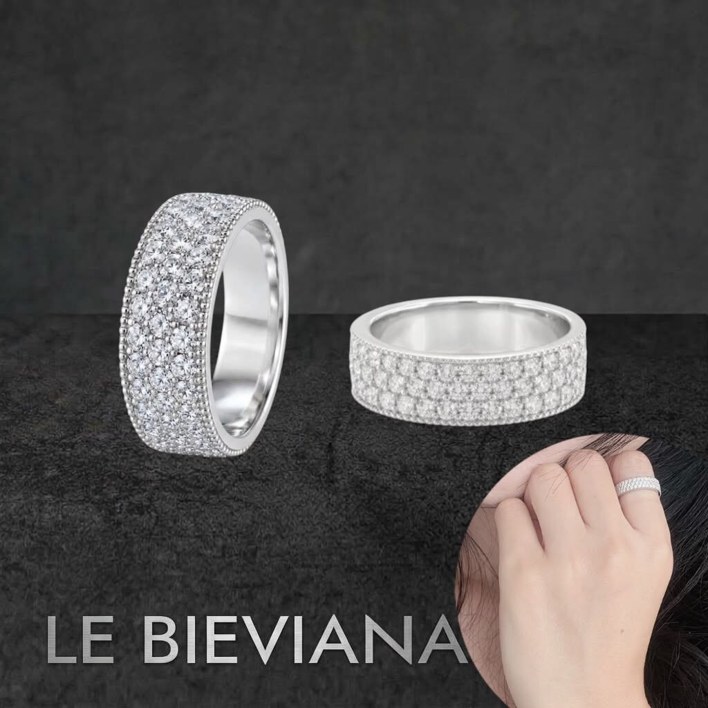 1卡30 莫桑分圍碎石925純銀戒指A99🔸LE BIEVIANA GRA 認證 D grade (7-10日寄出)