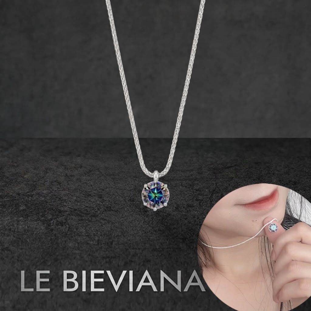 2卡 七彩莫桑925純銀頸鏈A60 🔸LE BIEVIANA GRA 認證 D grade (7-10日寄出)