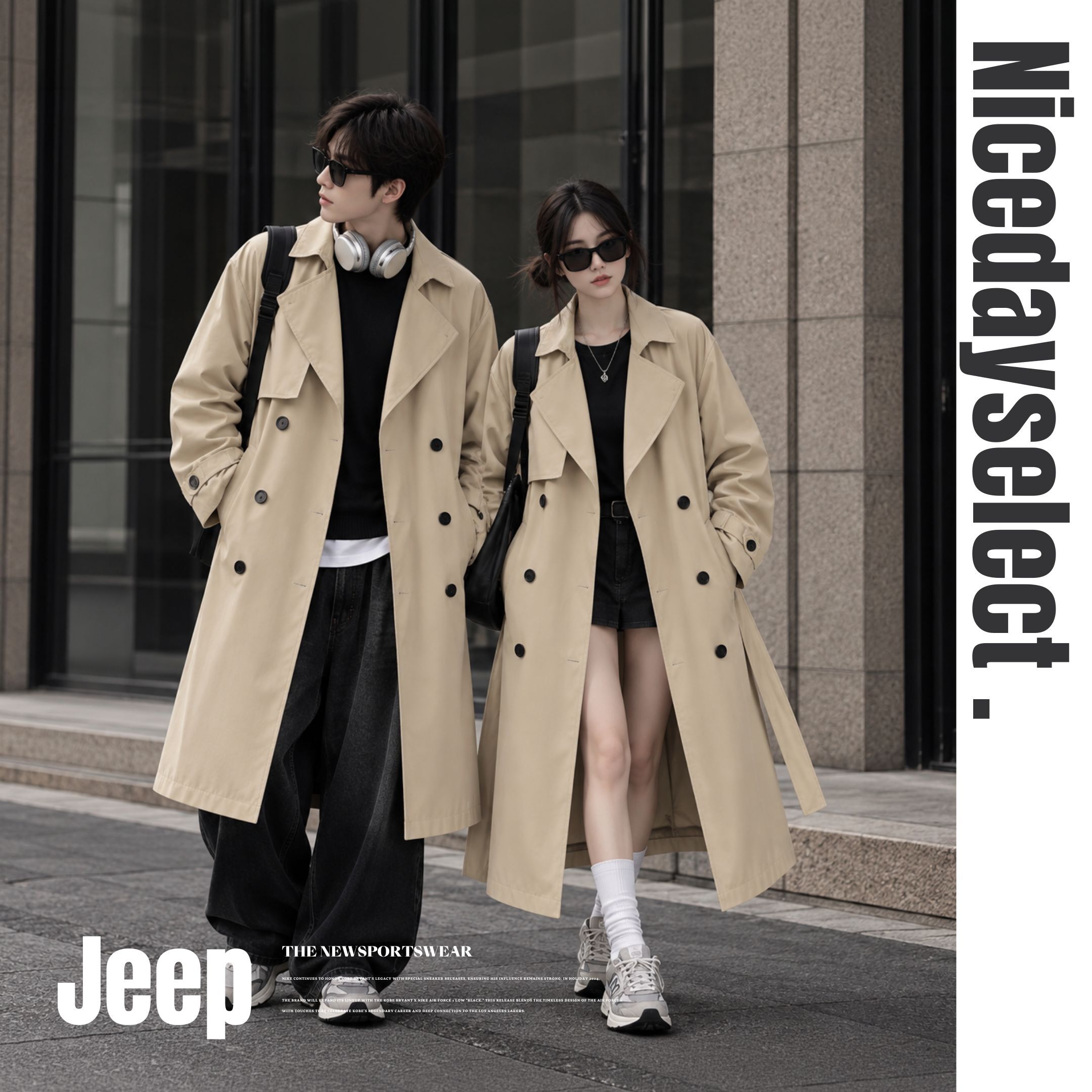 NICEDAY 服飾 代購 Jeep 秋冬 外套 風衣 大衣 冬裝 復古 黑 灰 防寒 P86GMWF308-XL8