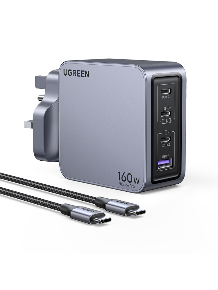 Ugreen Nexode Pro 160W 4-Port 快充充電器-附1.5M Type-C to C線 (英式插頭)