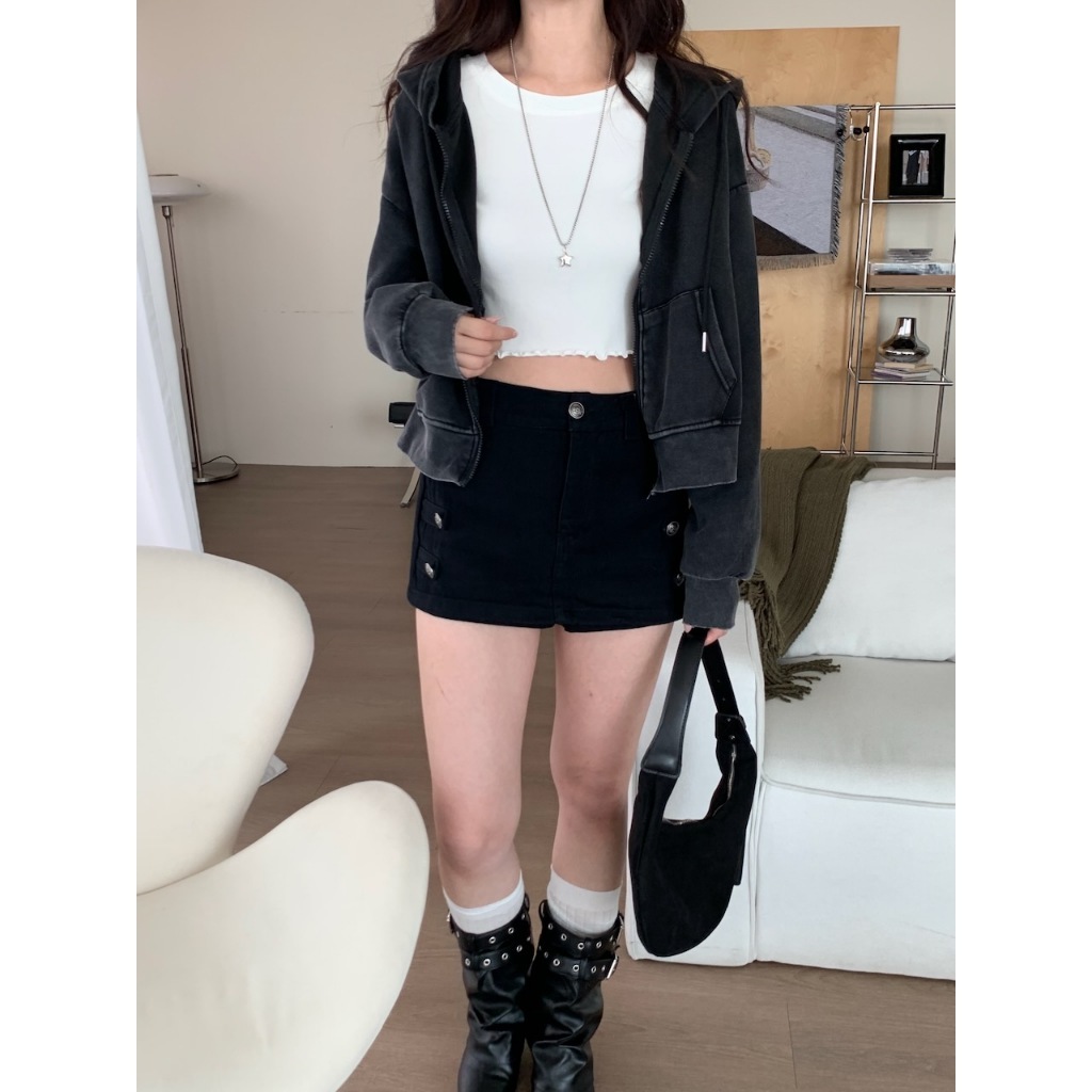 A11 百搭秋色 木耳邊短版打底上衣 #A1063