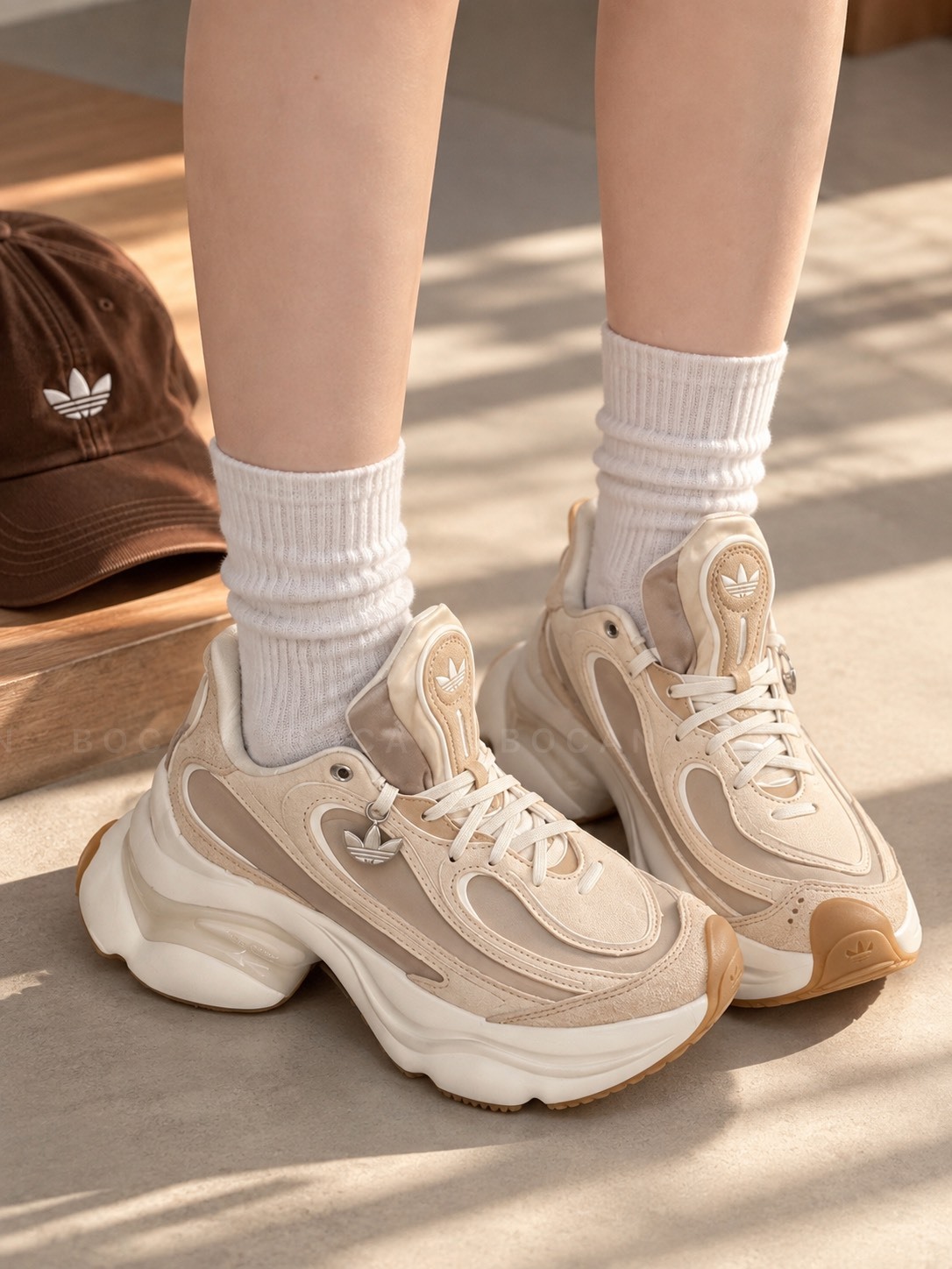 ADIDAS ORIGINALS OZVENUZ 復古 厚底 增高 老爹鞋 牛奶卡其色