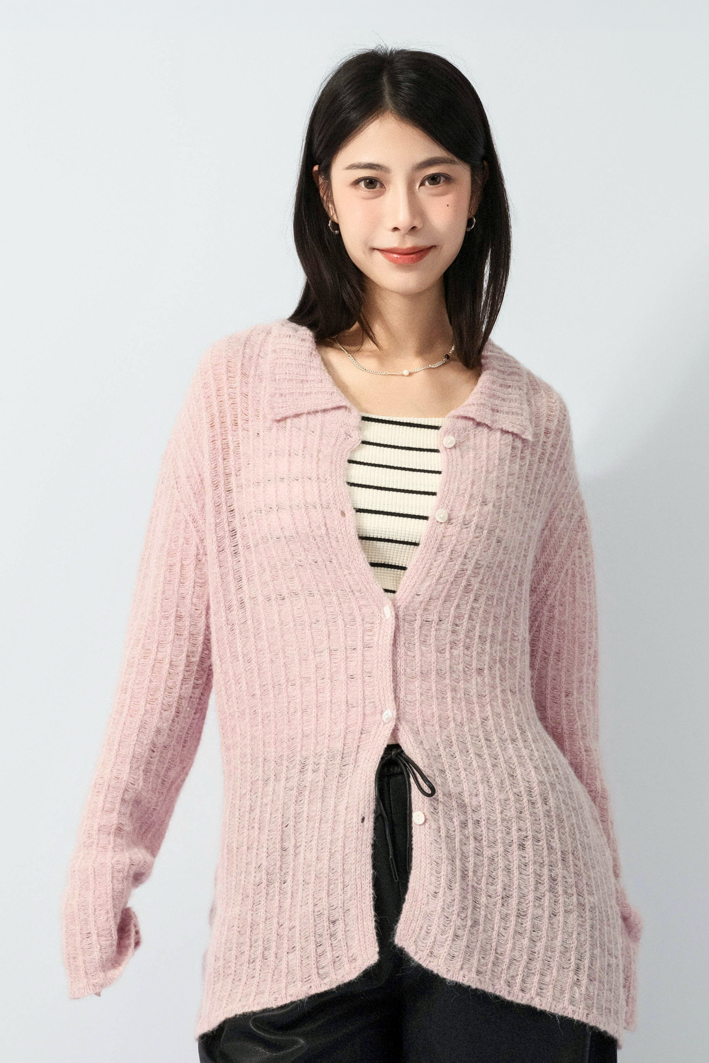 鏤空直坑紋薄morhair外套（預購產品）