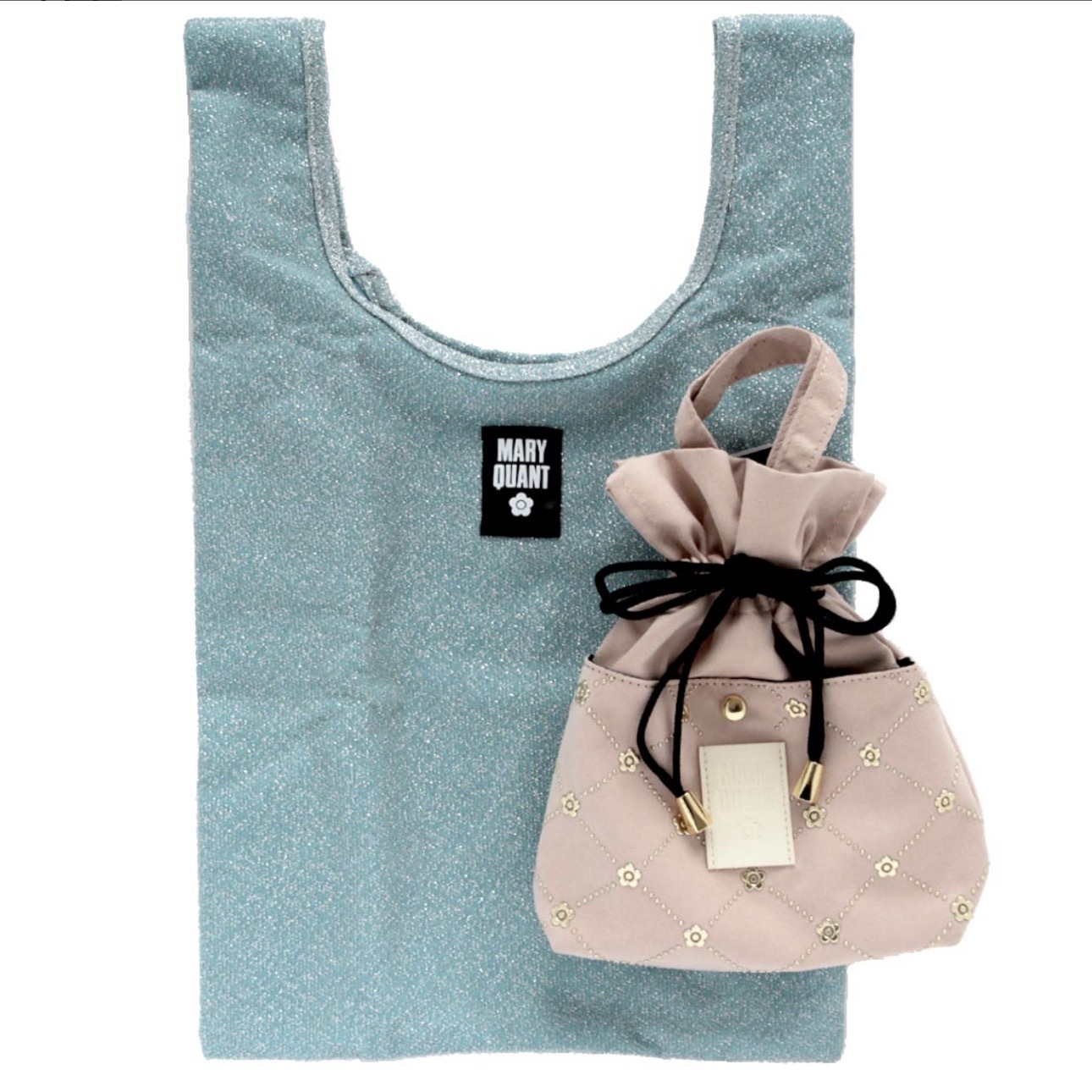 【預購】JM100704 MARY QUANT 夢幻金絲環保袋 ✕ 刺繡束口袋套組