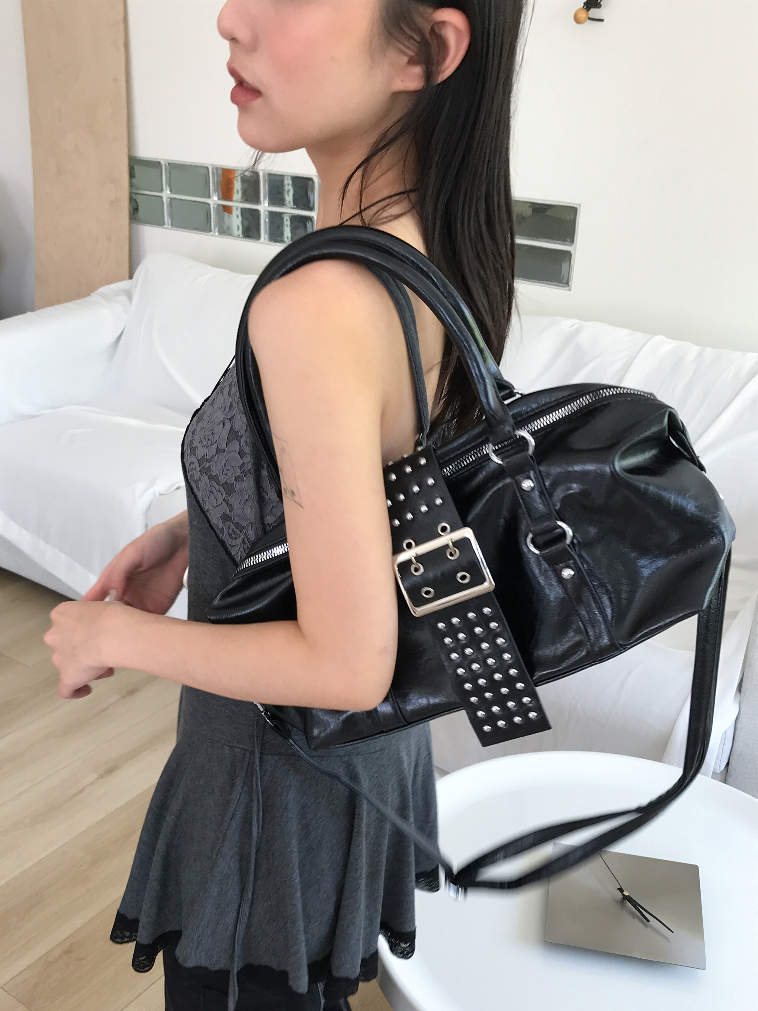朋克皮帶扣手提包