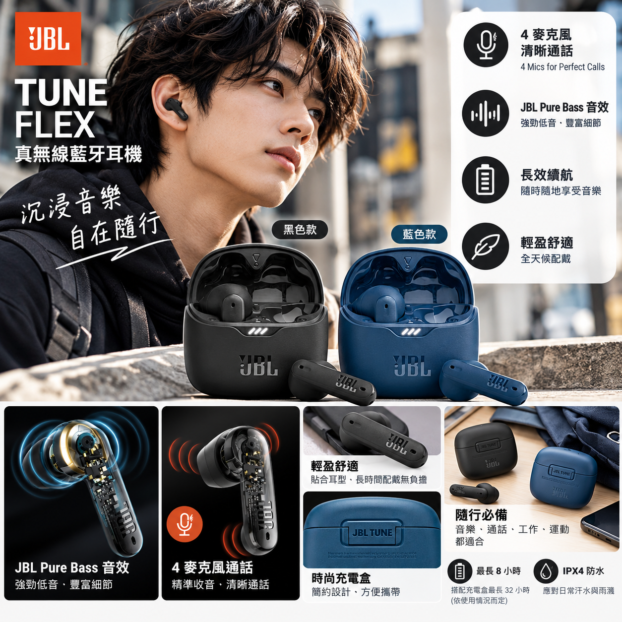 【預購】JBL Tune Flex N100710 藍牙無線耳機
