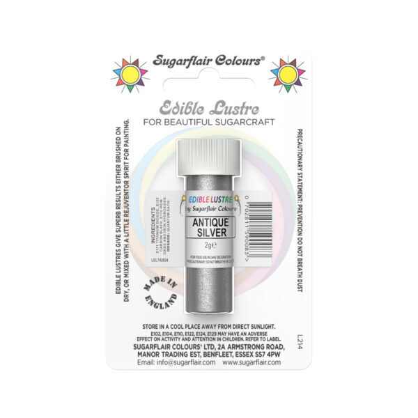 Sugarflair Lustre Dust Antique Silver 2g