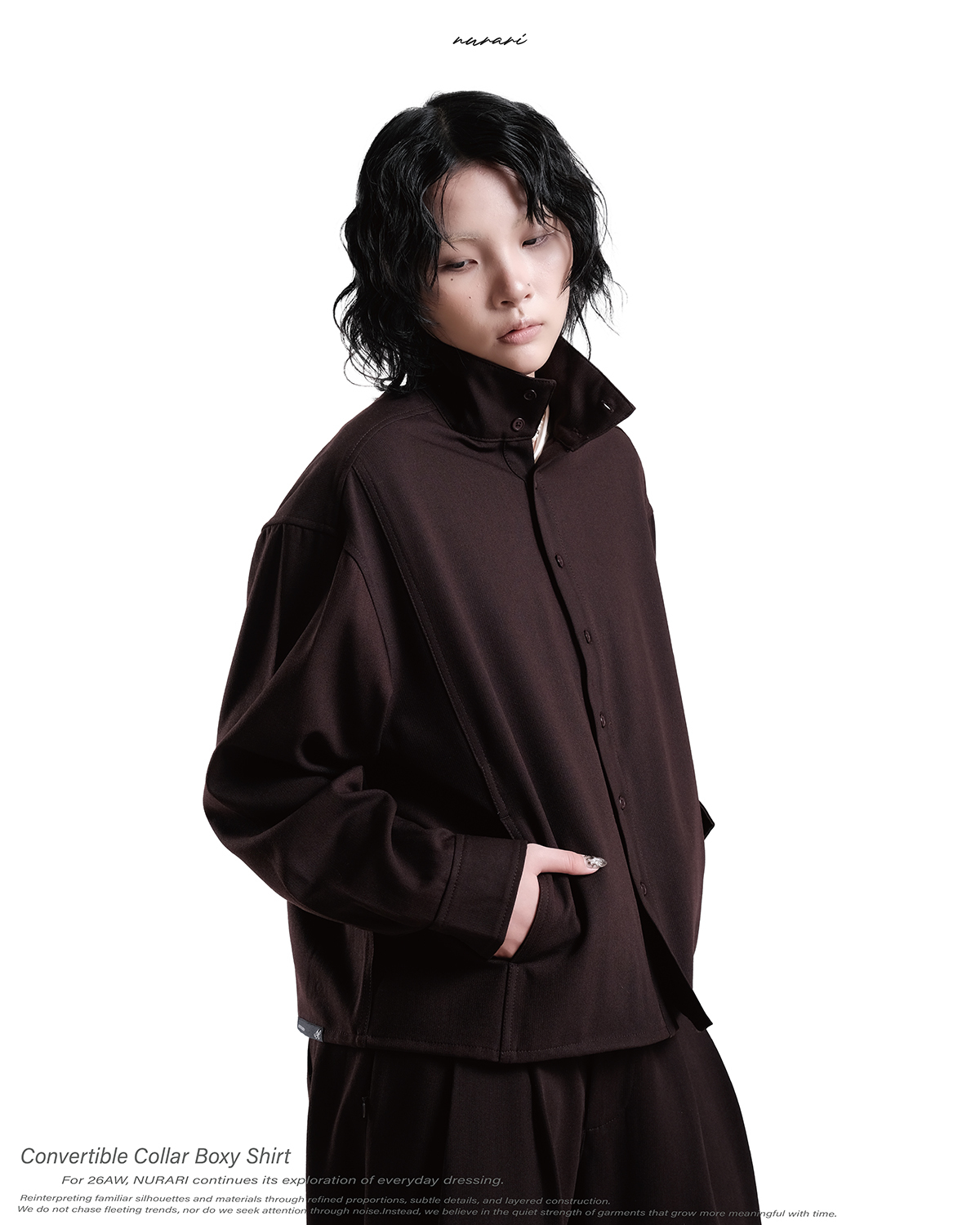 NURARI 可變領寬短版襯衫｜Convertible Collar Boxy Shirt（26AW）