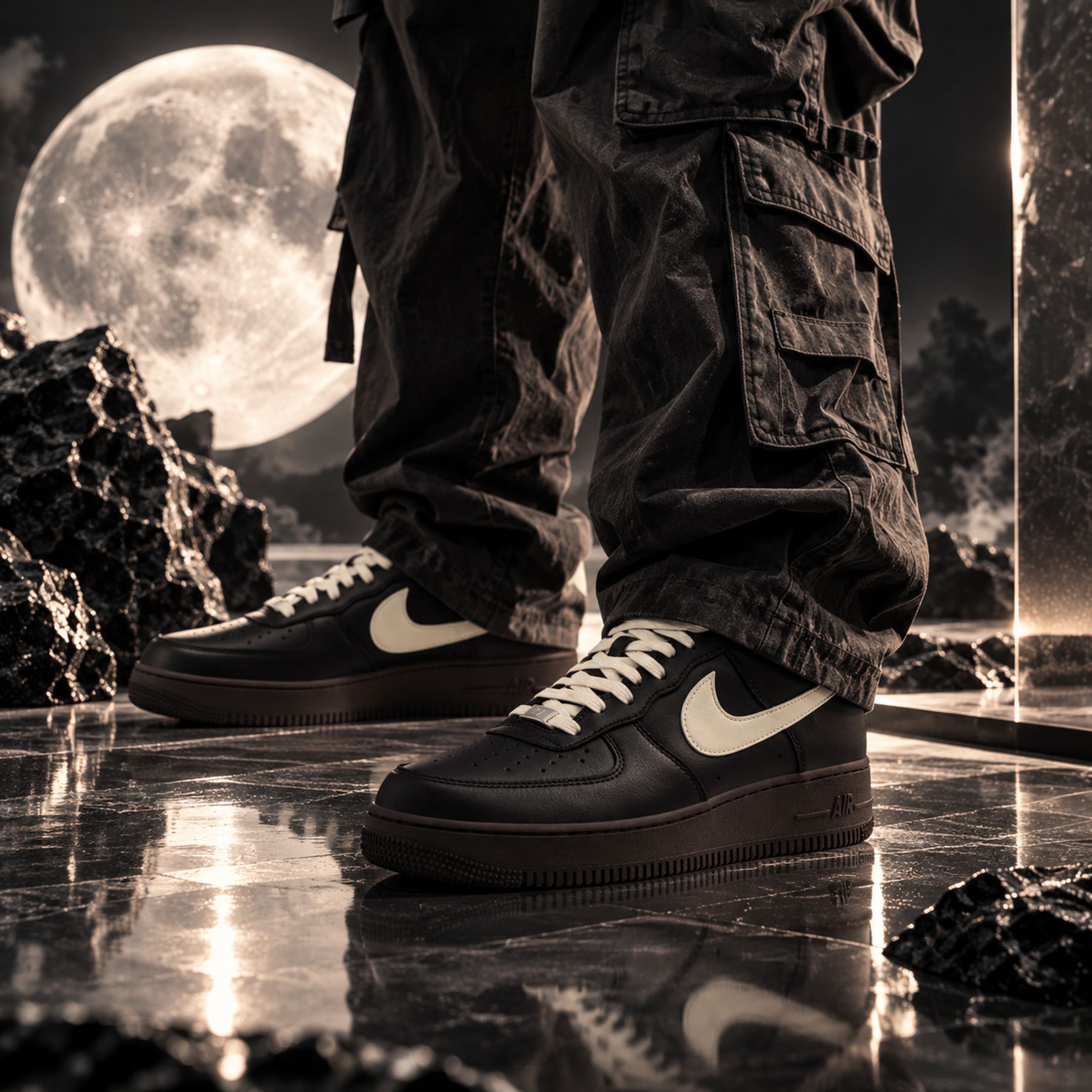 NICEDAY 代購 Nike Air Force 1 Low 月亮 月光 黑白 白黑 白勾 棕 黑棕色 復古 FJ4146-006