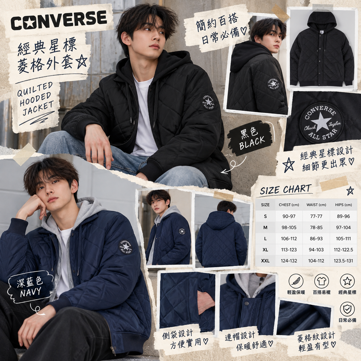 【預購】Converse N100702 男裝拉鏈外套