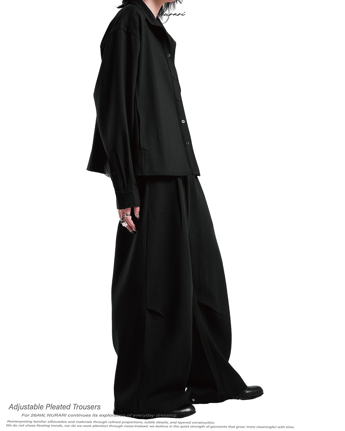 NURARI 可調節立體打褶長褲｜Adjustable Pleated Trousers（26AW）