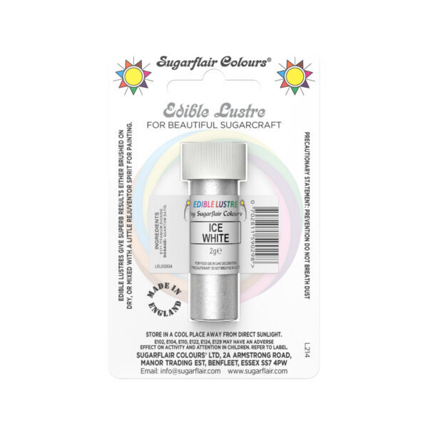 Sugarflair Lustre Dust Ice White 2g