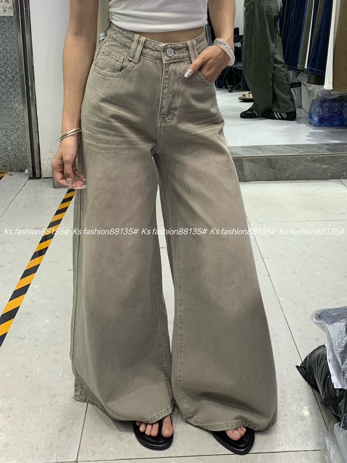 刷色牛仔寬褲 88135