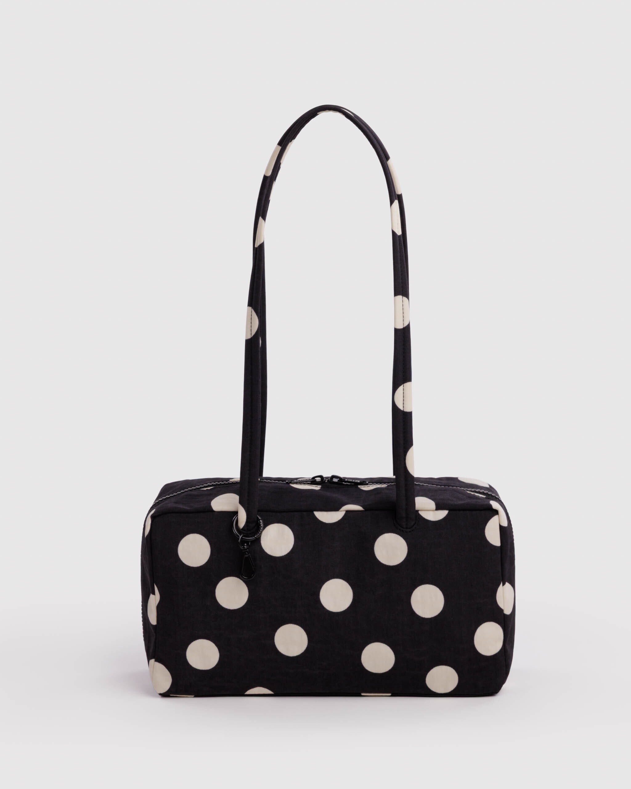Nylon Bowler Bag - Black and Cream Polka Dot｜BAGGU