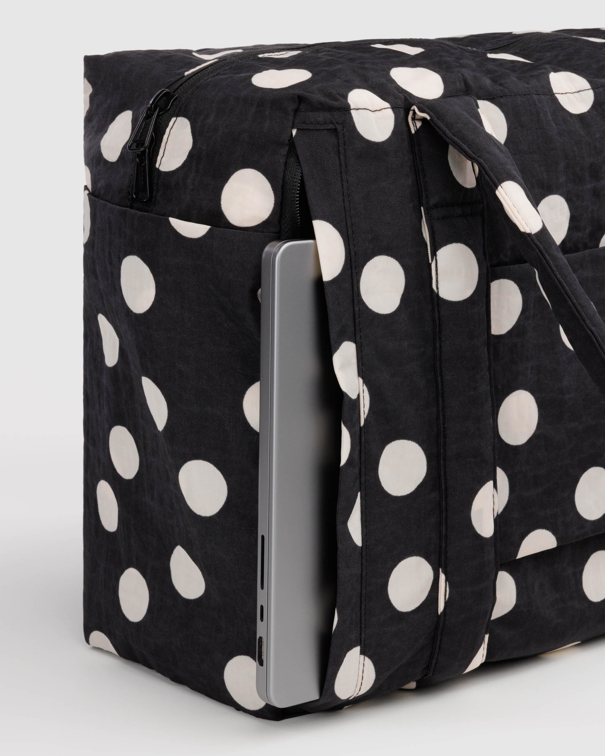 Small Cloud Carry-On - Black and Cream Polka Dot｜BAGGU