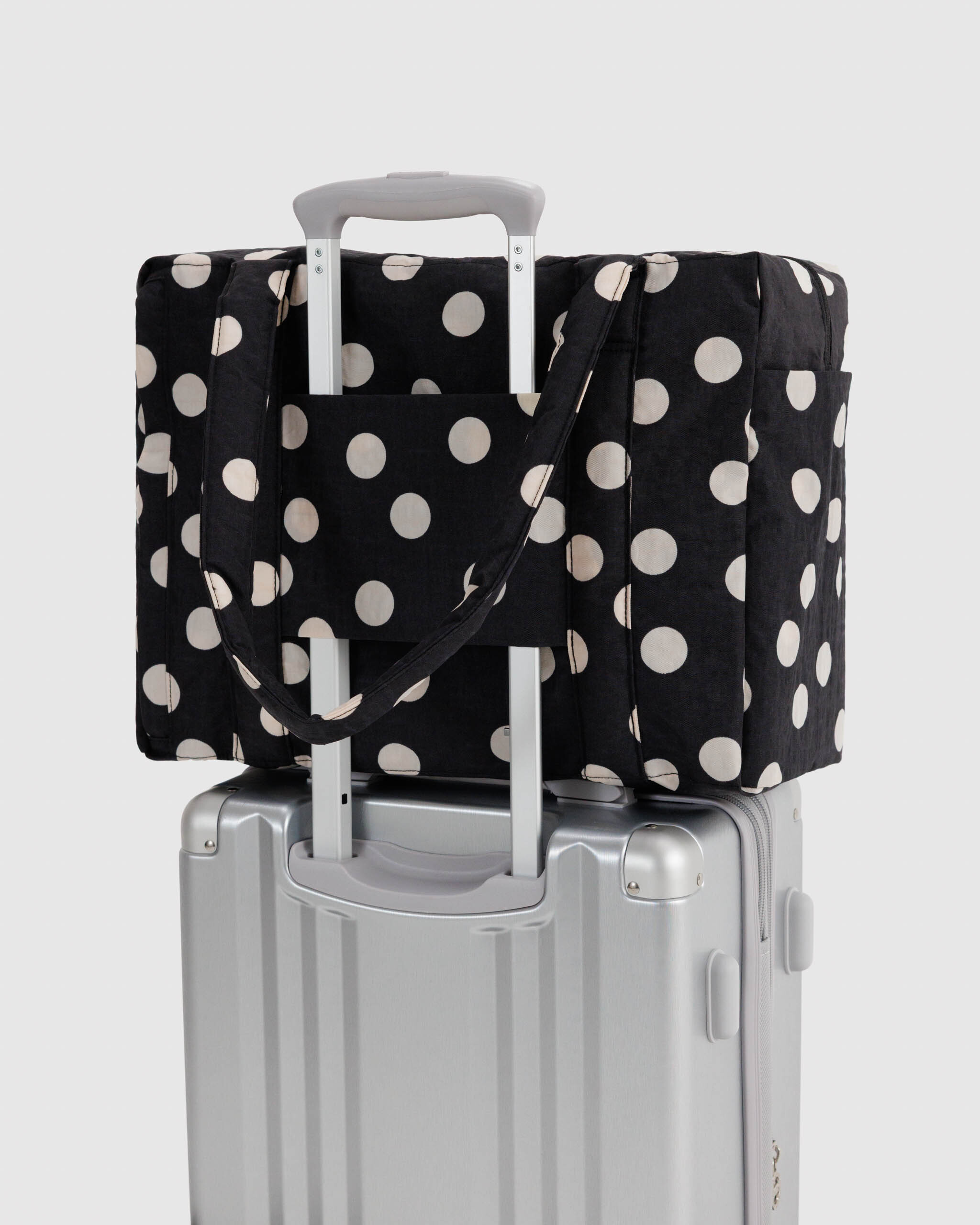 Small Cloud Carry-On - Black and Cream Polka Dot｜BAGGU