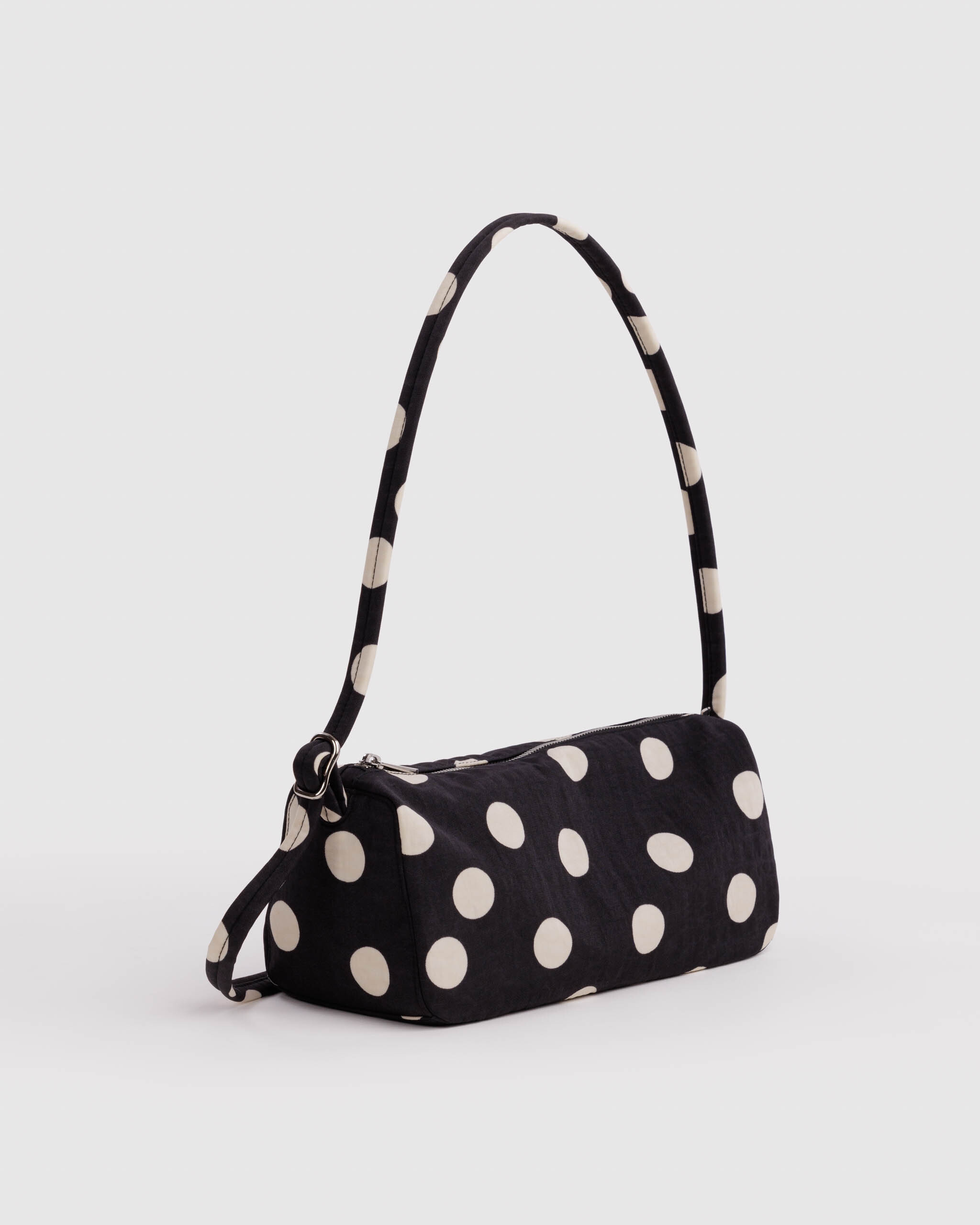 Nylon Loaf Bag - Black and Cream Polka Dot｜BAGGU
