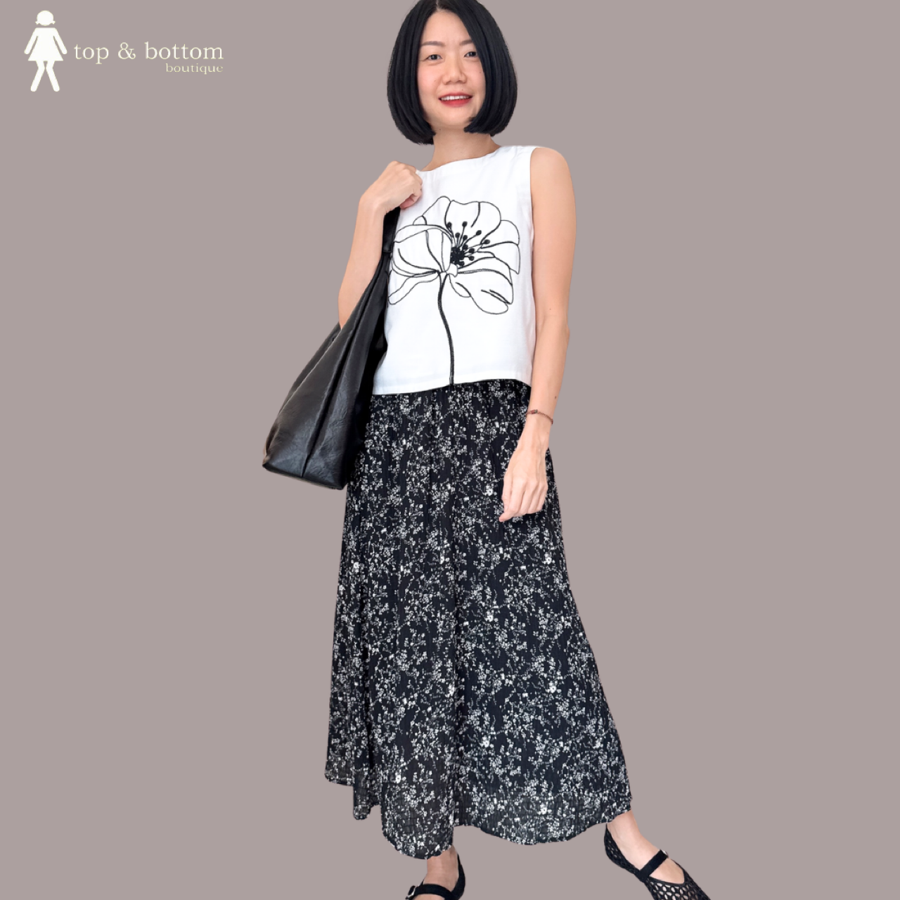 ELASTIC WAISTED CHIFFON FLORAL SKIRT
