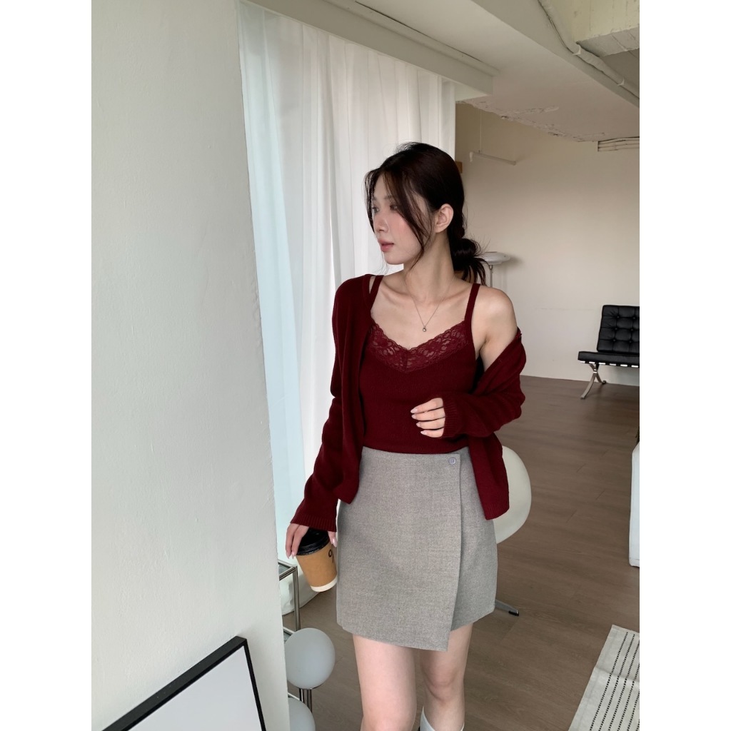 A20 預告秋日 微絨感A字毛呢短裙 #4577