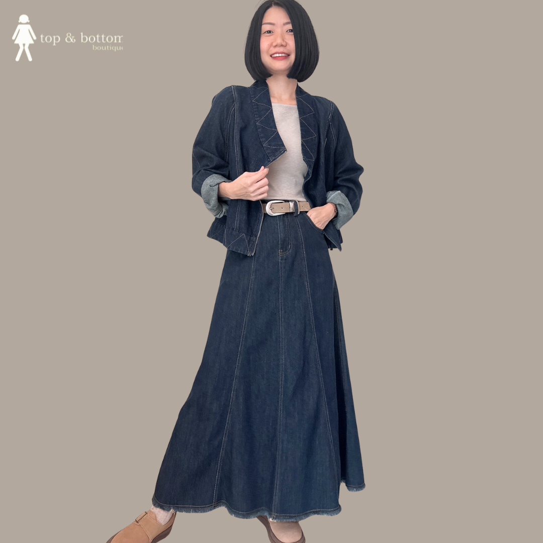LONG SLEEVE DENIM ZIPPED JACKET WITH EMBROIDERED COLLAR