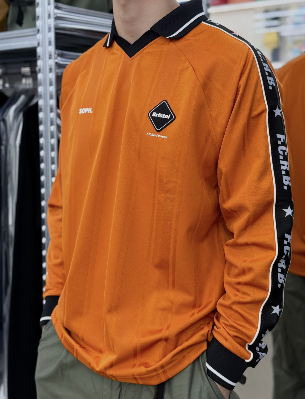 FCRB Bristol 26AW Shadow Weave Stripe LS Top - Orange | 262009MR