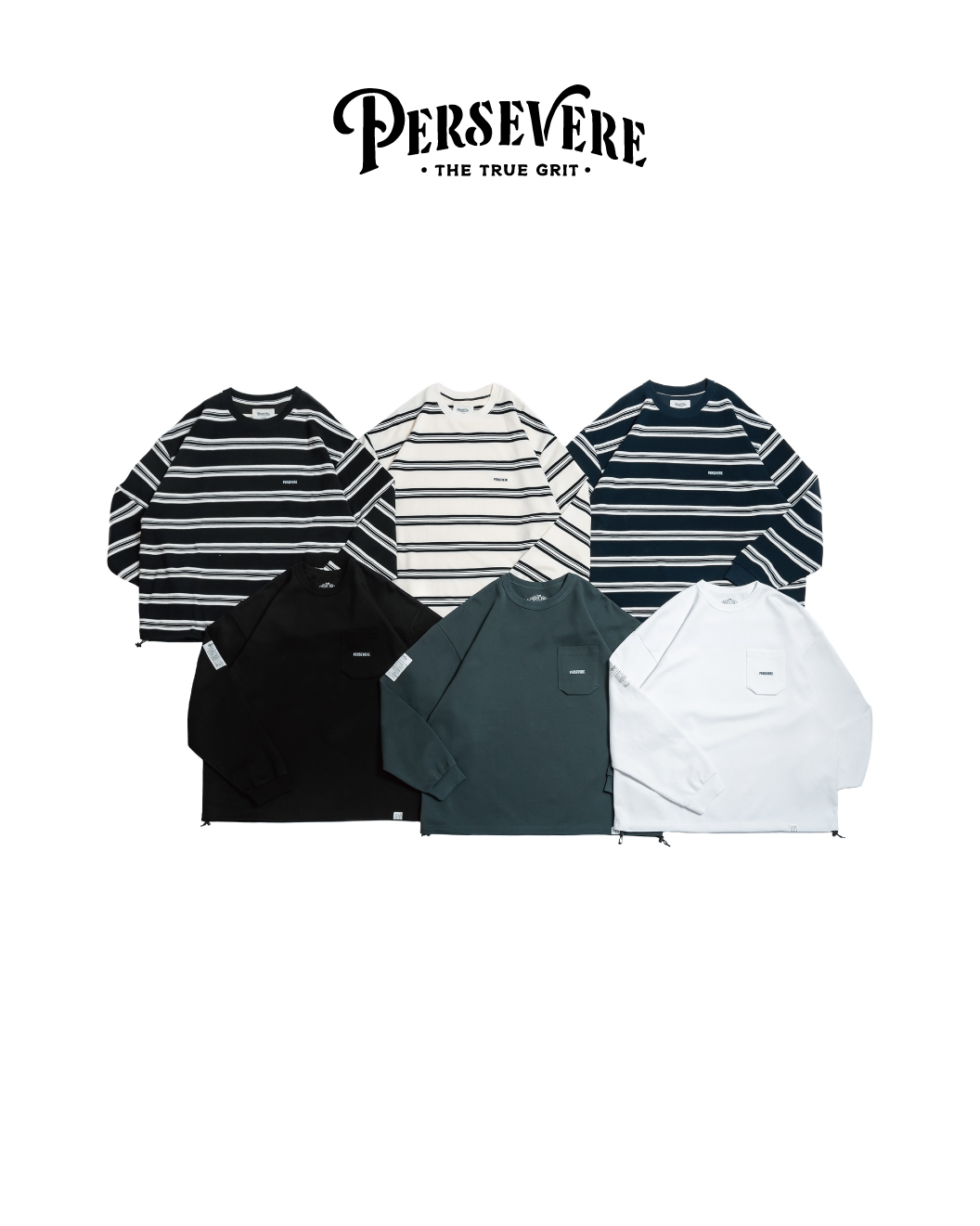 PERSEVERE 寬版抽繩長袖T｜Striped / Pocket L/S T-Shirt（26AW）