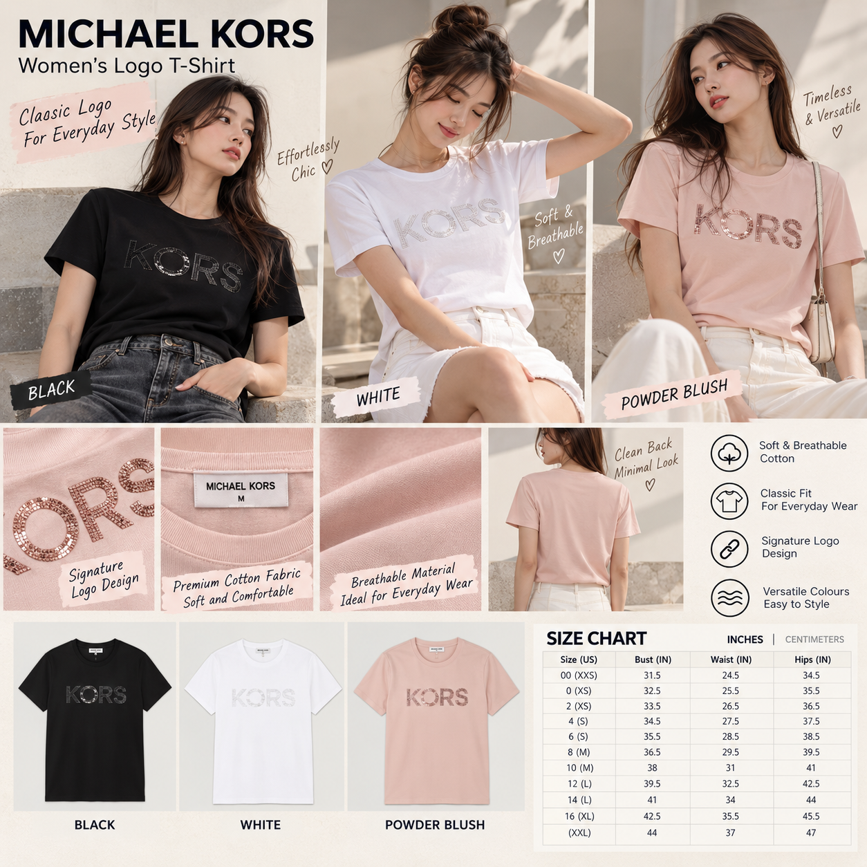 【預購】Michael Kors N100719 Sequined Logo 女裝短袖上衣