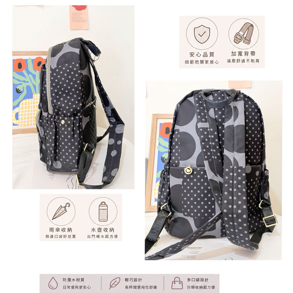 FamilyBear 灰點點後背包  #2627
