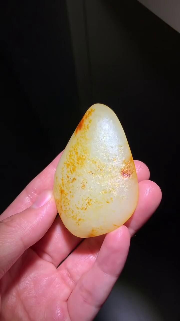 和田玉灑金紅原籽,天然和田玉軟玉